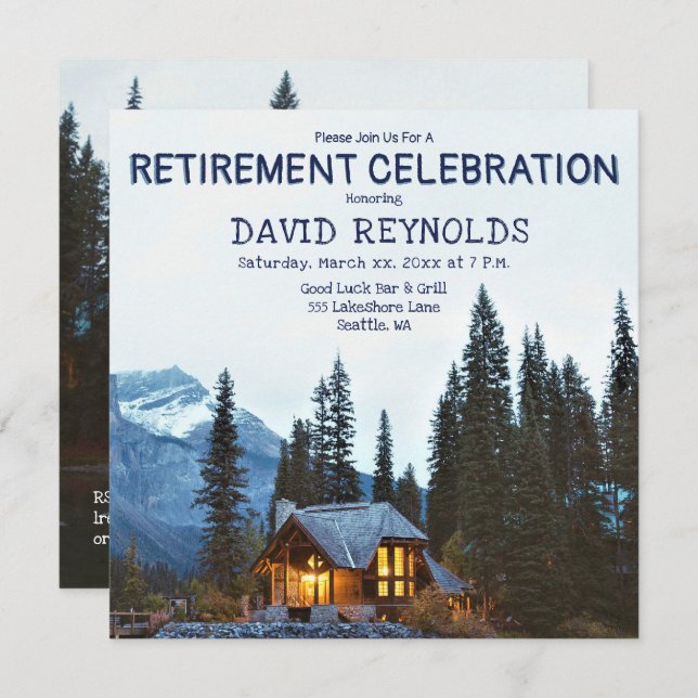 Retirement -  Rustic Cottage - Party Invitation (Front/Back)