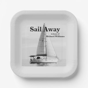 Retirement sailing Sail Away Sailboat formal Paper Plate