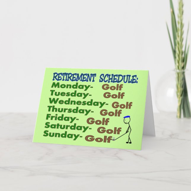 Retirement Schedule GOLFER Holiday Card (Front)