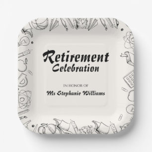 Retirement School Teacher Celebration Party Paper Plate