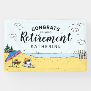 Retirement   Snoopy & Woodstock on the Beach Banne Banner