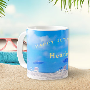 Retirement Summer Beach Blue White Gift Coffee Mug