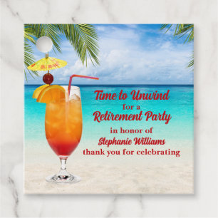 Retirement Summer Farewell Cocktail Beach Party Favour Tags