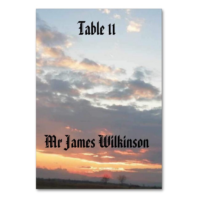 Retirement sunset photo new beginning table number (Front)
