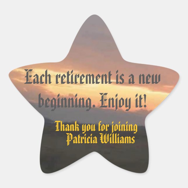 Retirement sunset star sticker (Front)