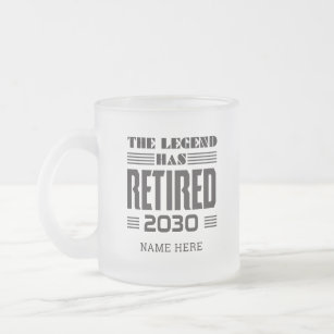 Retirement The Legend Has Retired Personalised Frosted Glass Coffee Mug