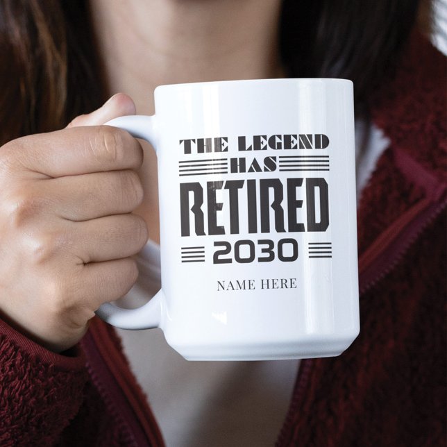 Retirement The Legend Has Retired Two-Tone Coffee Mug (Legend Has Retired White 15oz Coffee Mug)
