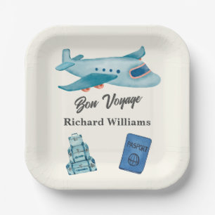 Retirement Travel Adventure Plane Paper Plate