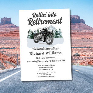 Retirement Travel Theme Classic Motorbike Rolling Invitation