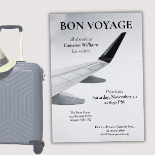Retirement Travel Theme Modern Plane Bon Voyage Invitation