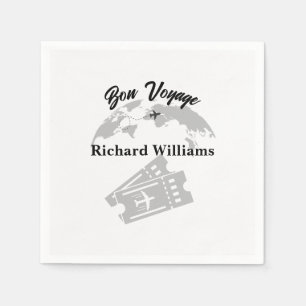 Retirement Travel Themed Party World Map Vintage Napkin