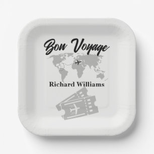 Retirement Travel Themed Party World Map Vintage Paper Plate