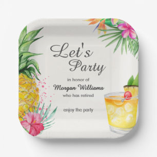 Retirement Tropical Summer Cocktail Party Paper Plate
