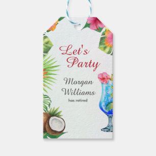 Retirement Tropical Summer Dine & Cocktail Party Gift Tags
