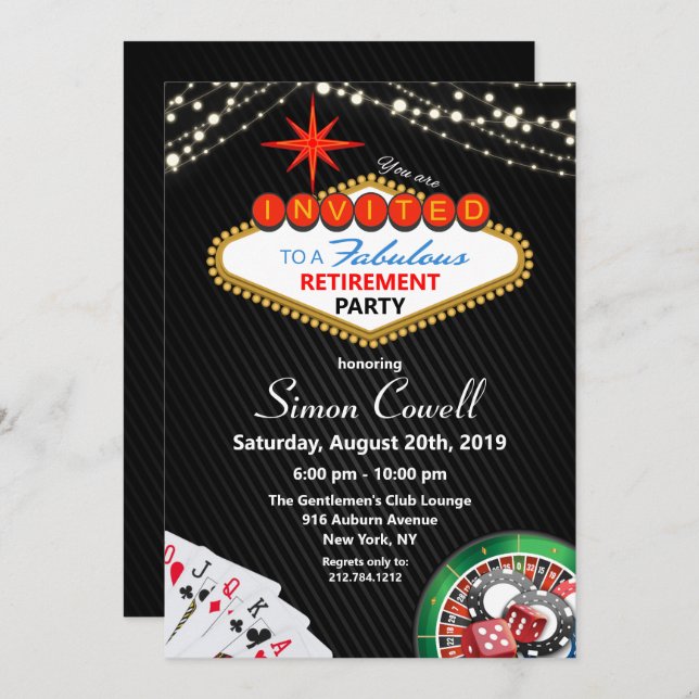 Retirement Vegas Casino Invitation (Front/Back)