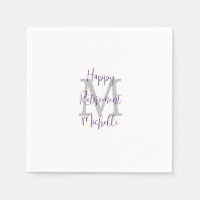 Retirement White Purple Burgundy Name Monogram 