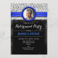 Retirement With Photo - Royal Blue Silver