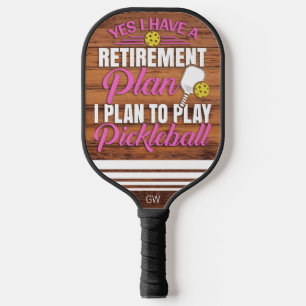 Retirement Wood and Green Monogram For Her  Pickleball Paddle