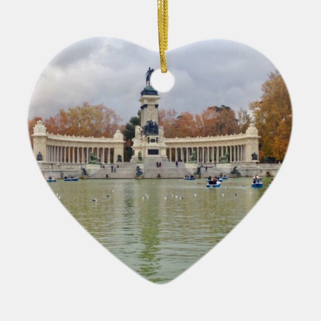 Retiro Park, Madrid, Spain Ceramic Tree Decoration (Front)