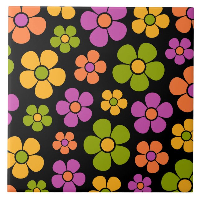 Reto 1960s Style Mid Mod Floral Pattern Tile (Front)