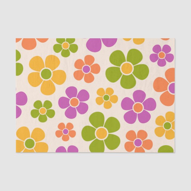 Reto 1960s Style Mid Mod Floral Pattern Tissue Paper (Front)