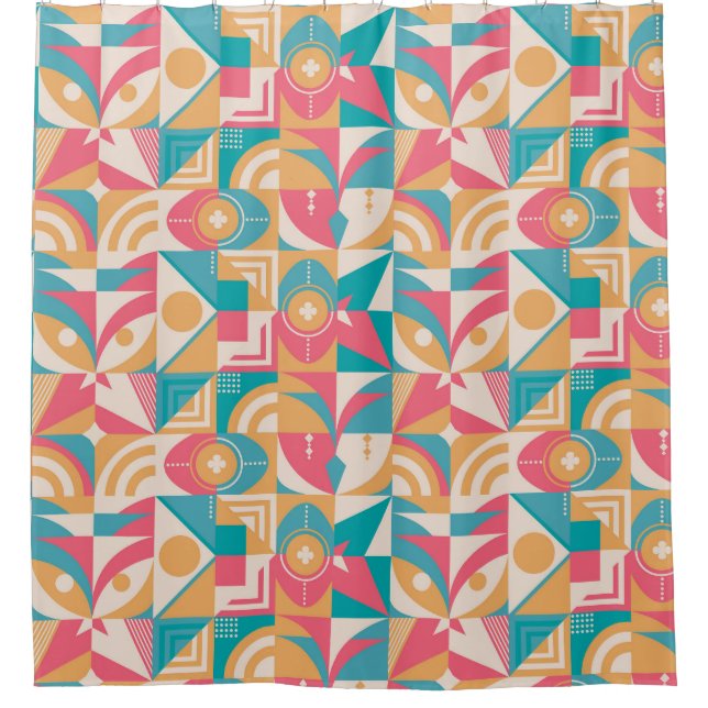 Reto Geometric Pattern Shower Curtain (Front)