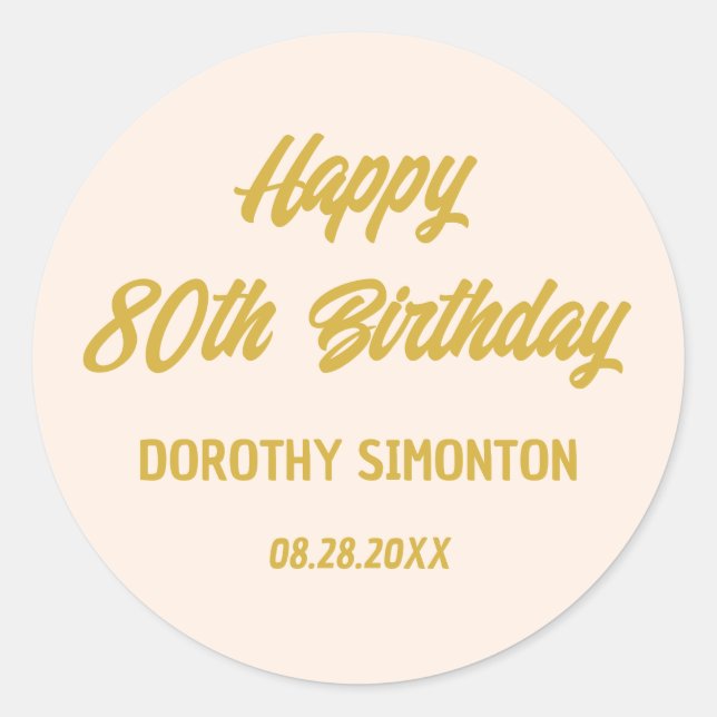 Reto Script 80th Birthday Envelope Seal (Front)