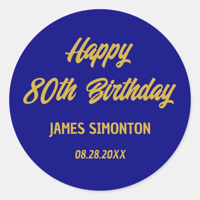 Reto Script 80th Birthday Envelope Seal (Front)