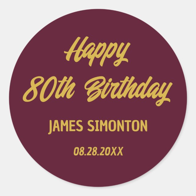 Reto Script 80th Birthday Envelope Seal (Front)