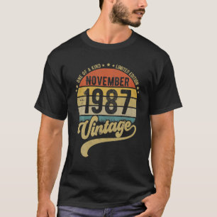 Reto Vintage 33Rd Birthday, Born In November 1987 T-Shirt