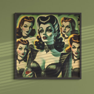 Retr Gothic Witch Girls Poster
