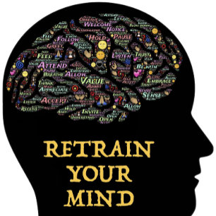 Retrain Your Mind Inspirational Word Art Design Poster