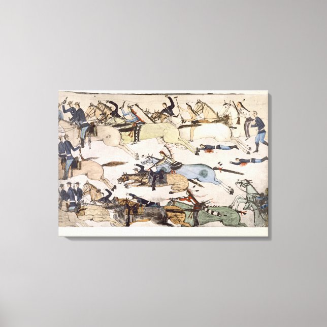 Retreat of Major Marcus Reno's command (ink on pap Canvas Print (Front)