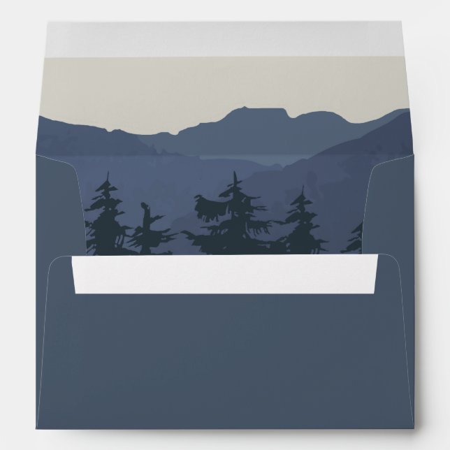 Retreat to the Mountains | Blue Wedding Invitation Envelope (Back (Bottom))