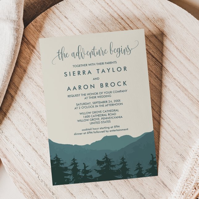 Retreat to the Mountains | Green Adventure Wedding Invitation (Creator Uploaded)