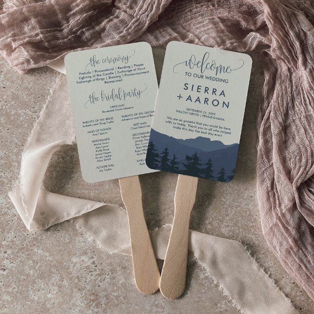 Retreat to the Mountains Wedding Program Hand Fan (Creator Uploaded)