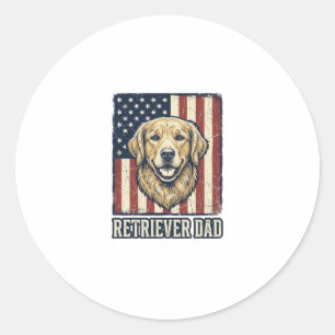 Retriever Dad Vintage Dog Flag Shirt Design_1 Classic Round Sticker