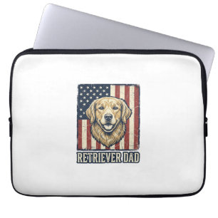 Retriever Dad Vintage Dog Flag Shirt Design_1 Laptop Sleeve