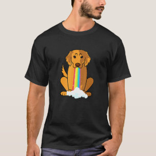 Retriever Golden Dog In Colorful Rainbow Mouth T-Shirt