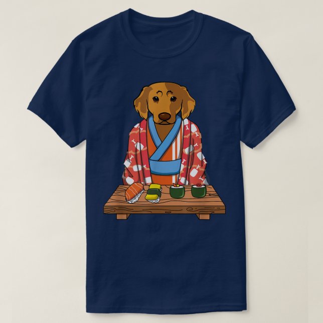 Retriever Golden Dog Kimono Kawaii Japanese Foodie T-Shirt (Design Front)