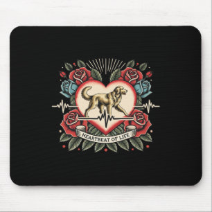 Retriever Heartbeat Tattoo Retro Roses Dog Lover L Mouse Pad