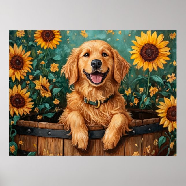 Retriever in a barrel poster (Front)