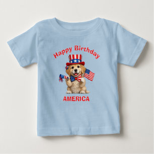 Retriever Puppy (2l) Patriotic Kid T-Shirt