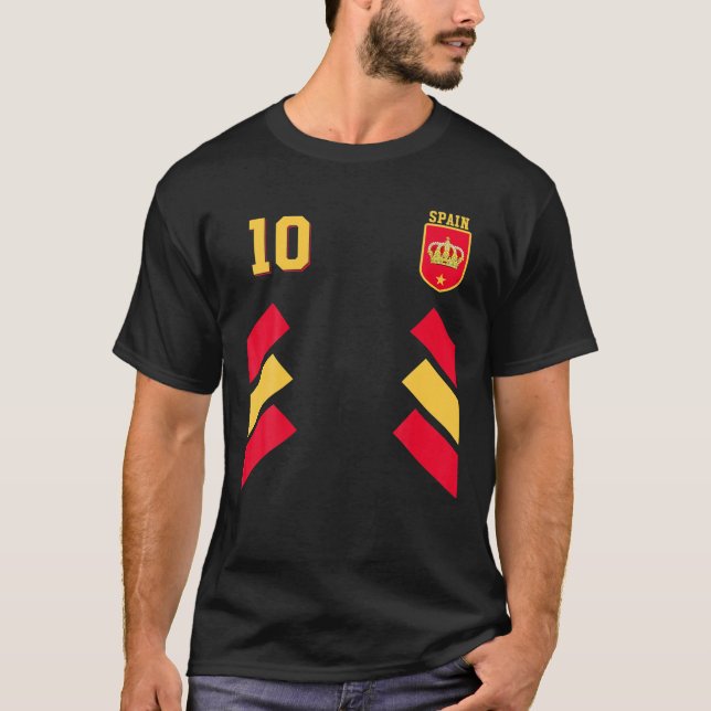 Retro10 Spanish Football Spain Soccer Spain Flag T-Shirt (Front)