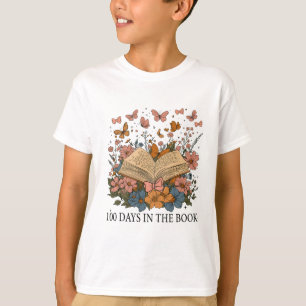 Retro 100 Days Of School Flower Butterfly Theme T-Shirt