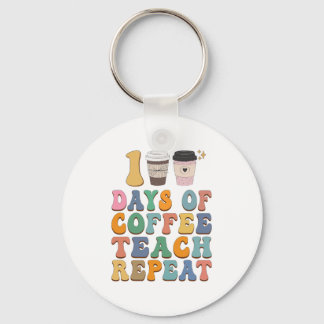 Retro 100 Days Of School  For Teacher Coffee Lover Key Ring