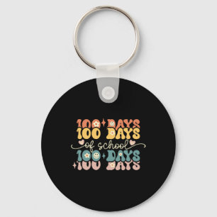 Retro 100 Days Of School Groovy Teacher 100th Day  Key Ring