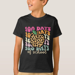 Retro 100 Days Of School Leopard Teacher 100th Day T-Shirt