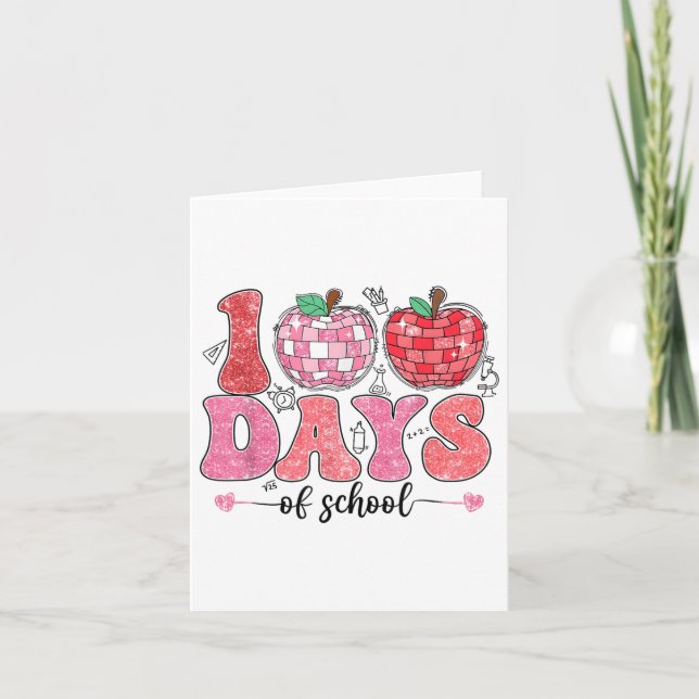 Retro 100 Days Of School Smile Face Cute 100th Day Card (Front)