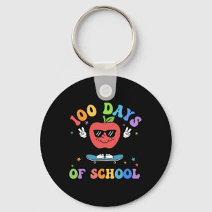 Retro 100 Days Of School Teacher Kids 100th Day Of Key Ring